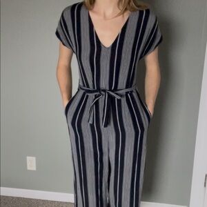 Rails Black and Gray Striped Jumpsuit